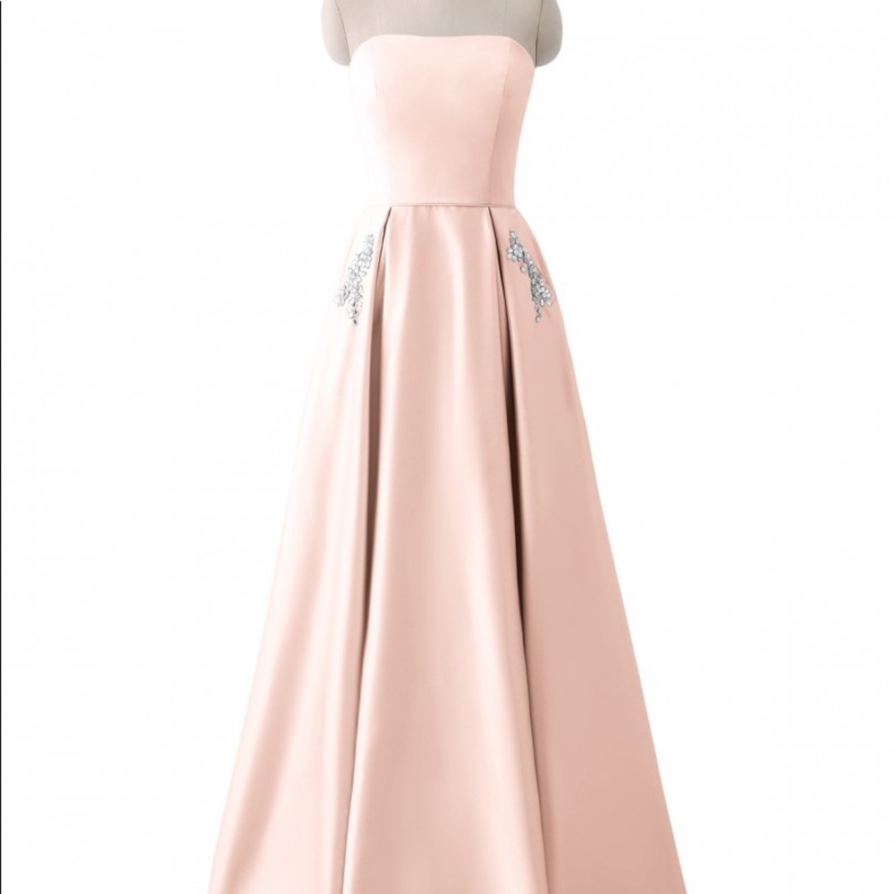 Satin Baby pink prom dress strapless